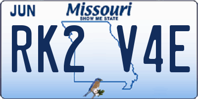 MO license plate RK2V4E