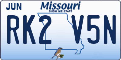 MO license plate RK2V5N