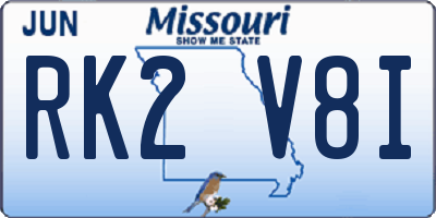 MO license plate RK2V8I