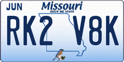 MO license plate RK2V8K