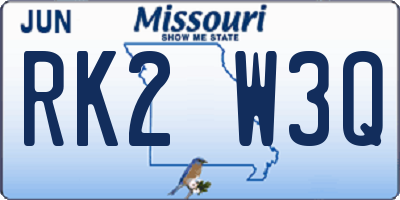 MO license plate RK2W3Q