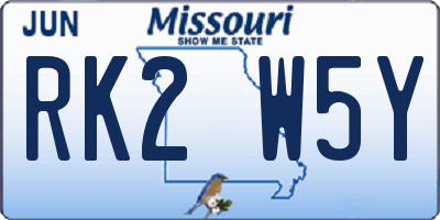 MO license plate RK2W5Y