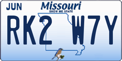 MO license plate RK2W7Y