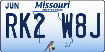 MO license plate RK2W8J
