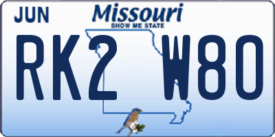 MO license plate RK2W8O