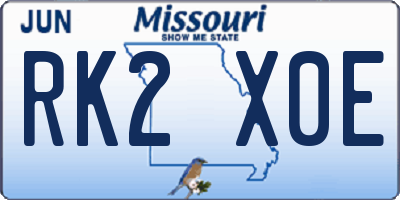 MO license plate RK2X0E