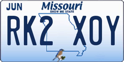 MO license plate RK2X0Y
