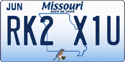 MO license plate RK2X1U