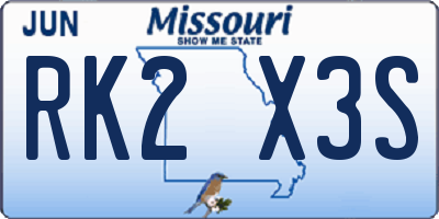 MO license plate RK2X3S