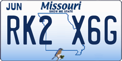 MO license plate RK2X6G