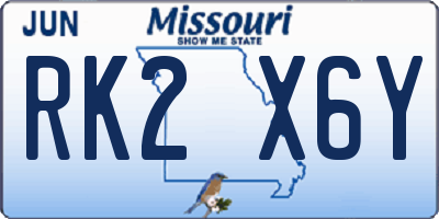 MO license plate RK2X6Y