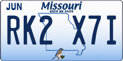 MO license plate RK2X7I