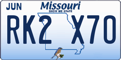 MO license plate RK2X7O