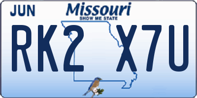 MO license plate RK2X7U