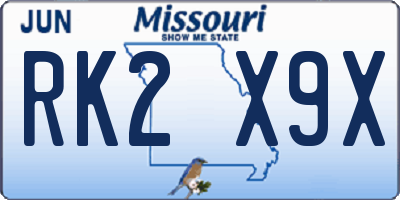 MO license plate RK2X9X