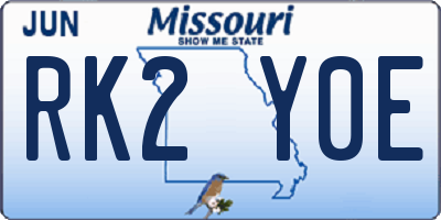 MO license plate RK2Y0E