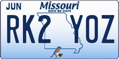 MO license plate RK2Y0Z