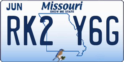 MO license plate RK2Y6G