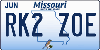 MO license plate RK2Z0E