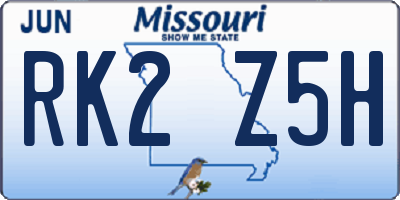 MO license plate RK2Z5H