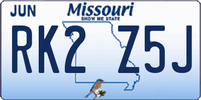 MO license plate RK2Z5J