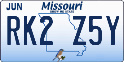 MO license plate RK2Z5Y