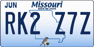 MO license plate RK2Z7Z