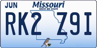 MO license plate RK2Z9I