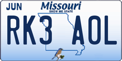 MO license plate RK3A0L