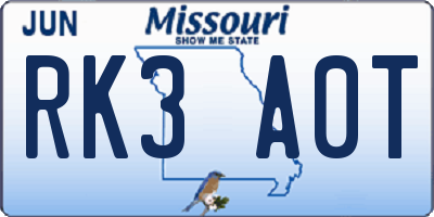 MO license plate RK3A0T
