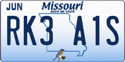 MO license plate RK3A1S
