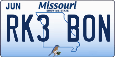 MO license plate RK3B0N