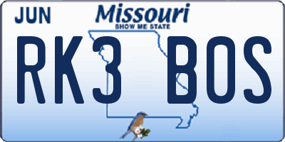 MO license plate RK3B0S