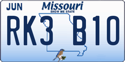 MO license plate RK3B1O