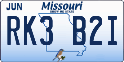 MO license plate RK3B2I