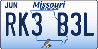MO license plate RK3B3L