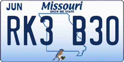 MO license plate RK3B3O