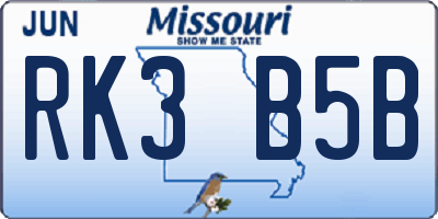 MO license plate RK3B5B