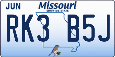 MO license plate RK3B5J