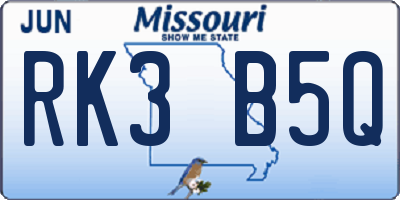 MO license plate RK3B5Q