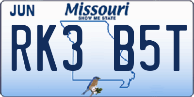 MO license plate RK3B5T
