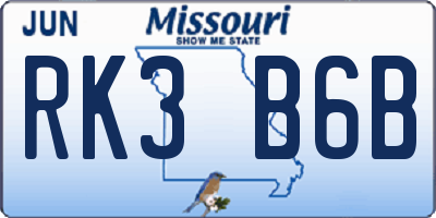 MO license plate RK3B6B