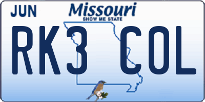 MO license plate RK3C0L
