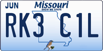 MO license plate RK3C1L