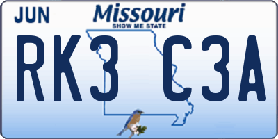 MO license plate RK3C3A