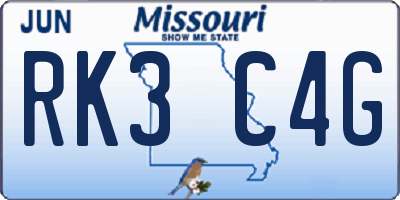 MO license plate RK3C4G