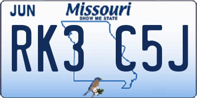 MO license plate RK3C5J