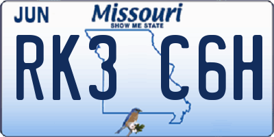 MO license plate RK3C6H