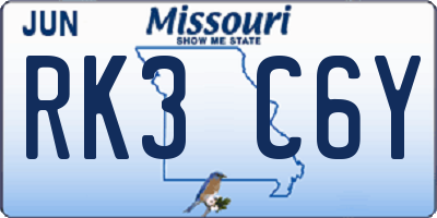 MO license plate RK3C6Y