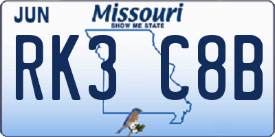 MO license plate RK3C8B